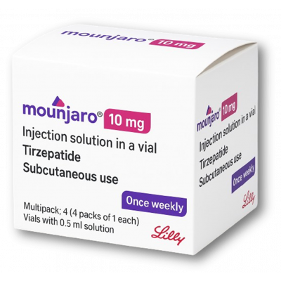 MOUNJARO 10 MG / 0.5 ML ( TIRZEPATIDE ) FOR SUBCUTANEOUS INJECTION 4 VIALS